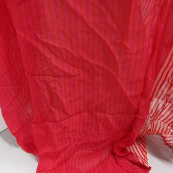 NEW SAACHI Womens Flowy Oversized Striped Button-Up Shirt Size OS RedPink/Orange - Picture 3 of 8